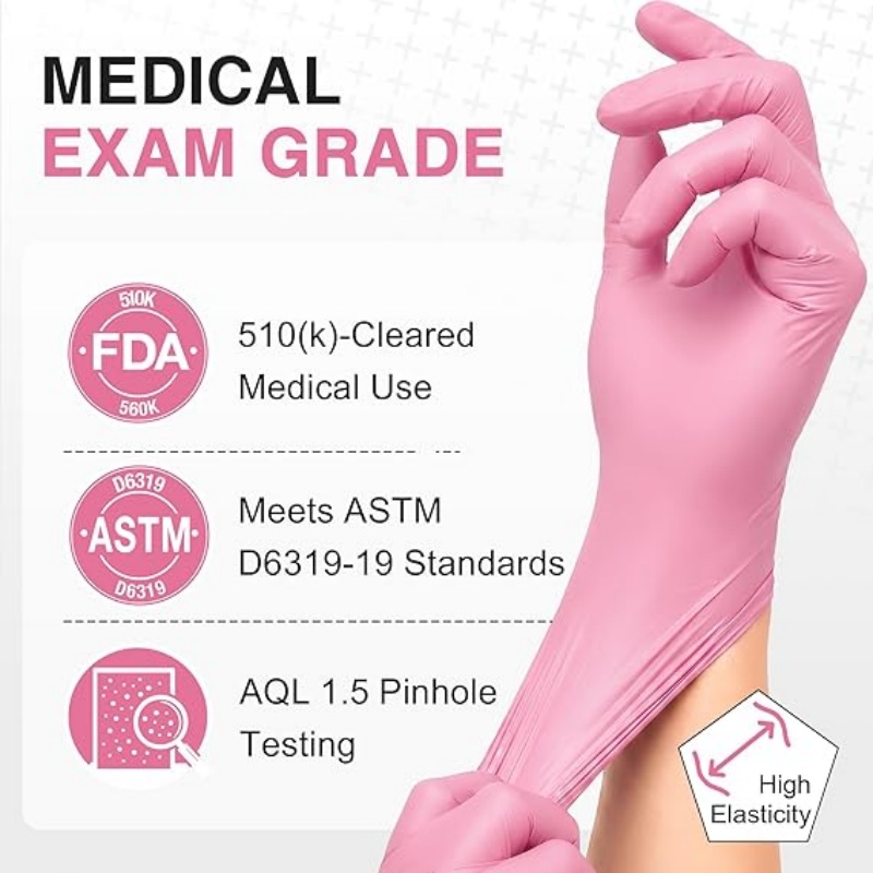 Pink Nitrile Disposable Gloves - Latex Disposable Glove 评论和价格