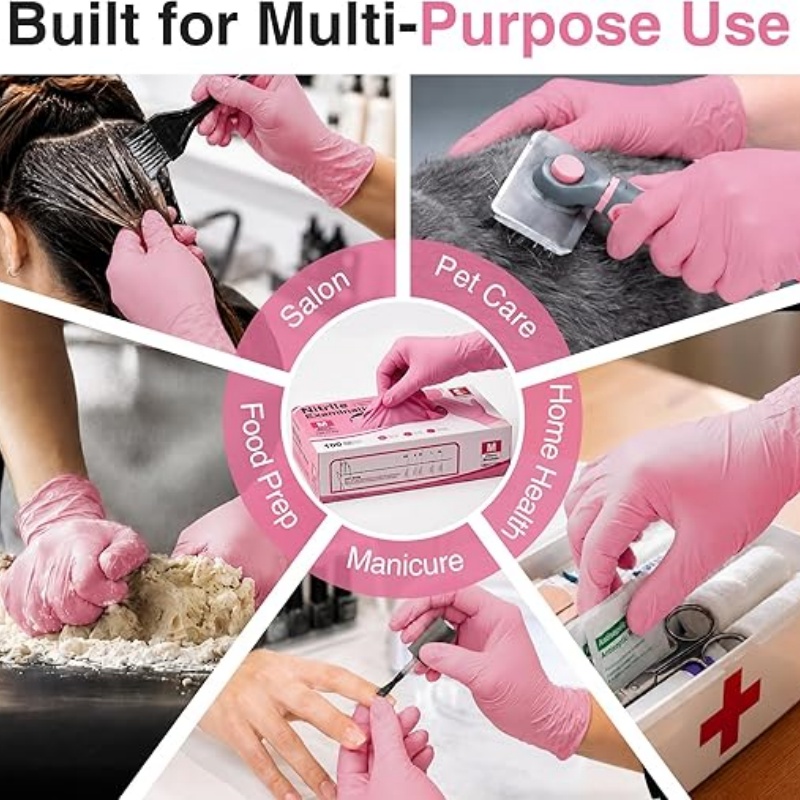Pink Nitrile Disposable Gloves - Latex Disposable Glove 评论和价格