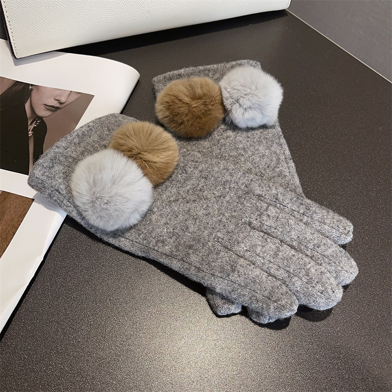 Gloves Women Wool Plaid Fox Fu - Wool Glove Lined 评论和价格