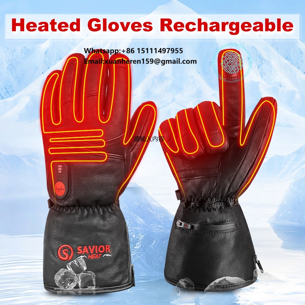 Heated Leather Gloves Men Wome - Ski Glove Waterproof 评论和价格