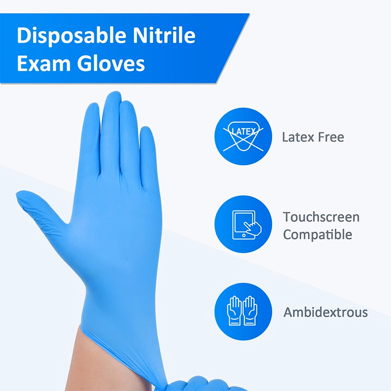 100PCS Blue Nitrile Disposable - Latex Disposable Glove 评论和价格