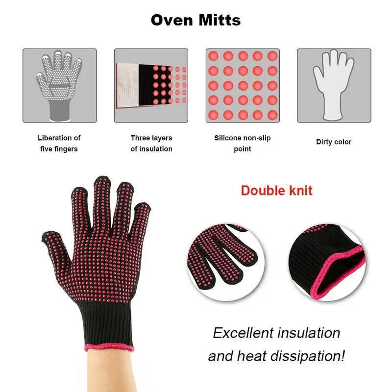 1 Pair Non-Slip Silicone BBQ G - Oven Mitt Silicone 评论和价格