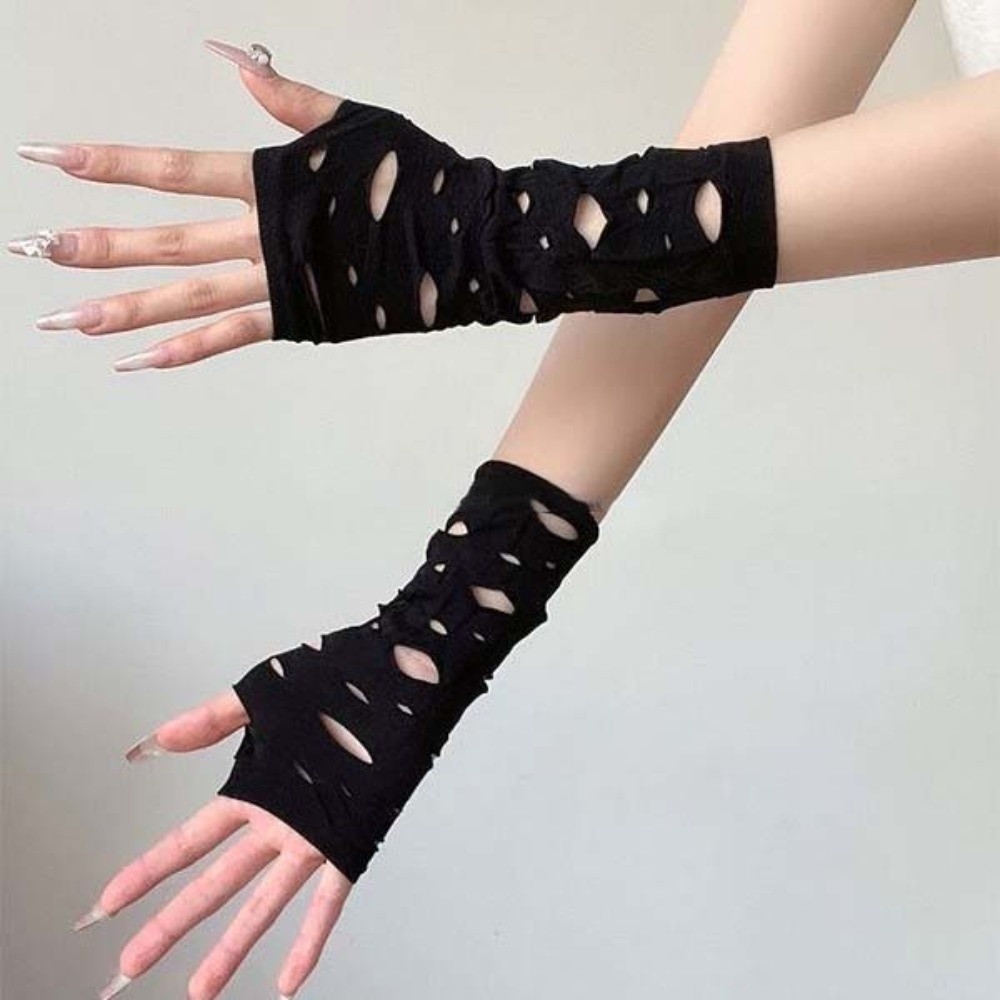 Sleeve Covers Ripped Arm Warme - Fingerless Glove Knit 评论和价格