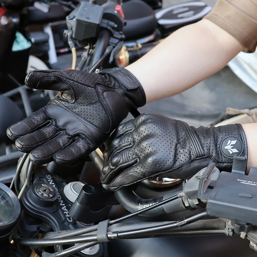 Unisex Vintage Leather Motorcy - Motorcycle Glove Knuckle 评论和价格