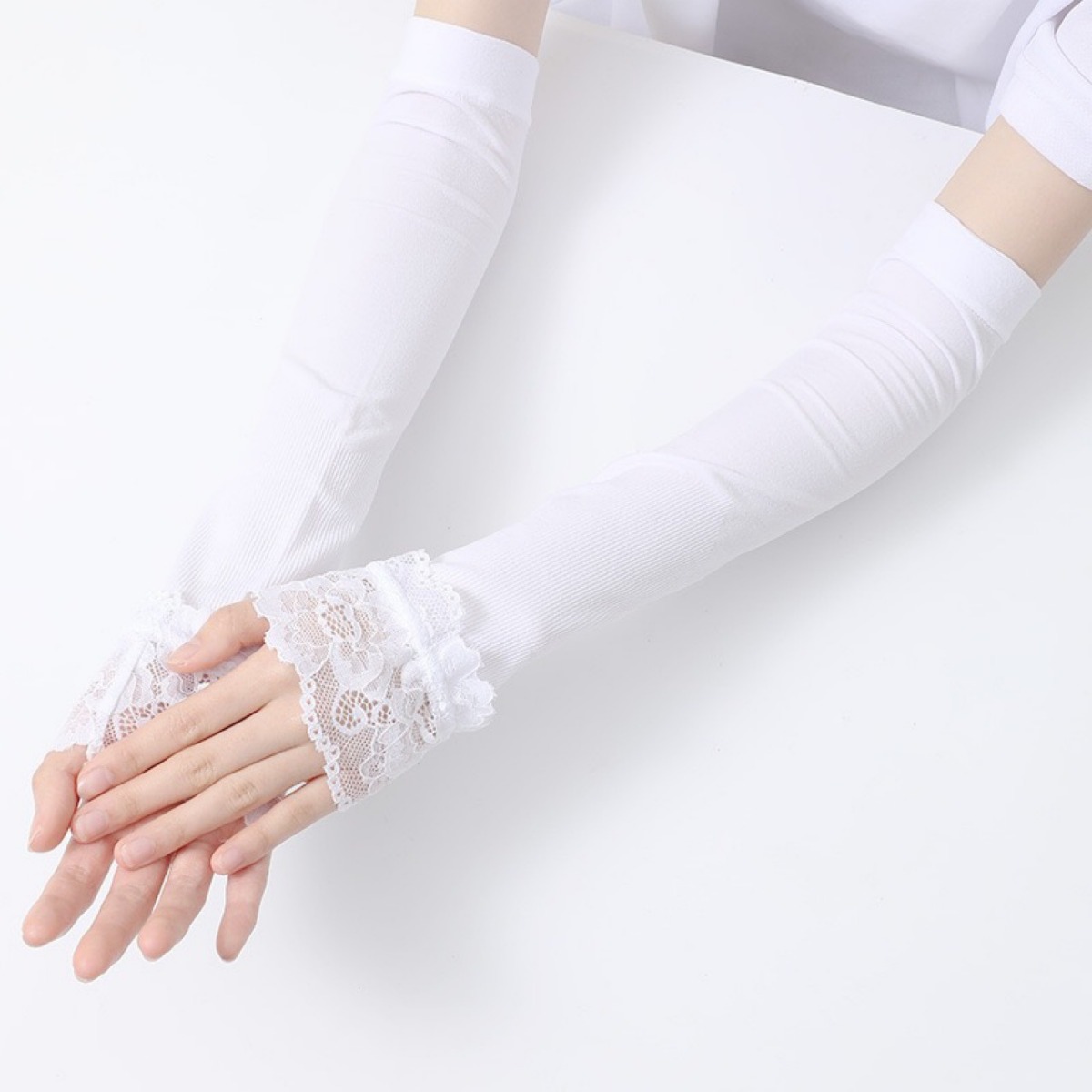 Women Long Elastic Arm Sleeve  - Fingerless Glove Knit 评论和价格