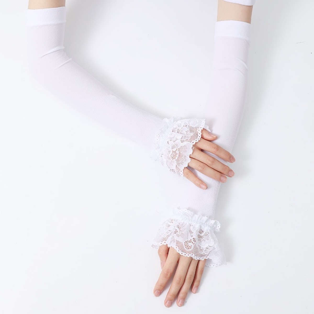 Women Long Elastic Arm Sleeve  - Fingerless Glove Knit 评论和价格