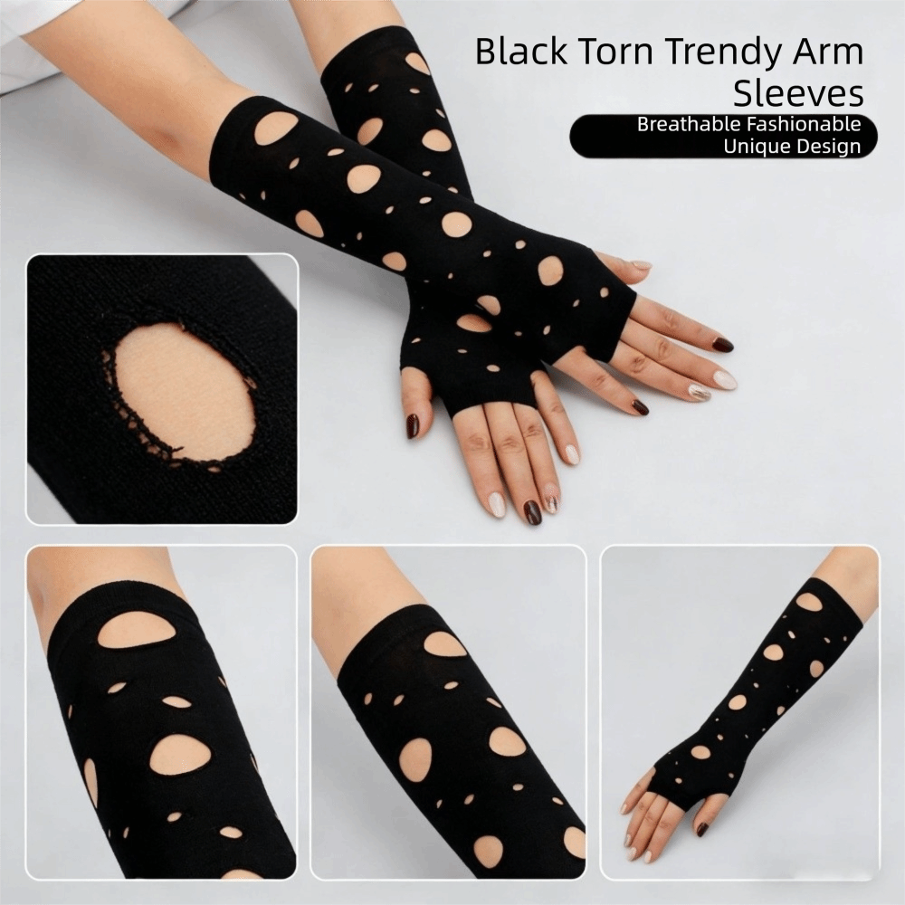 Sleeve Covers Ripped Arm Warme - Fingerless Glove Knit 评论和价格