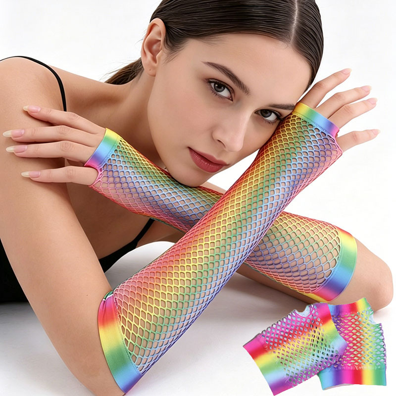 1 Pair Women Long Fishnet Net  - Fingerless Glove Knit 评论和价格