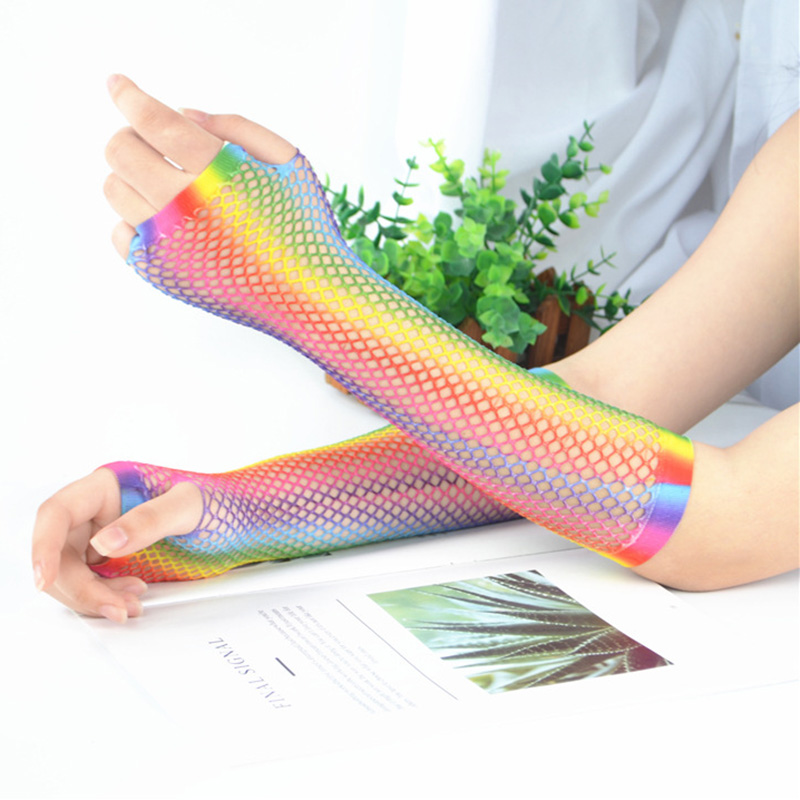 1 Pair Women Long Fishnet Net  - Fingerless Glove Knit 评论和价格