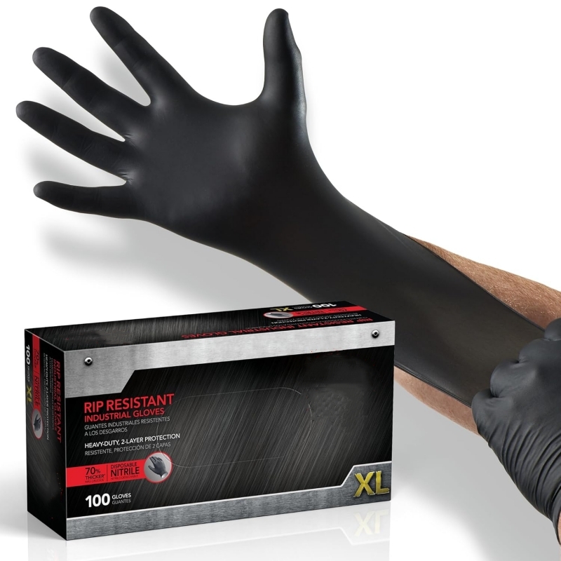 100PCS Black Nitrile Gloves Di - Latex Disposable Glove 评论和价格