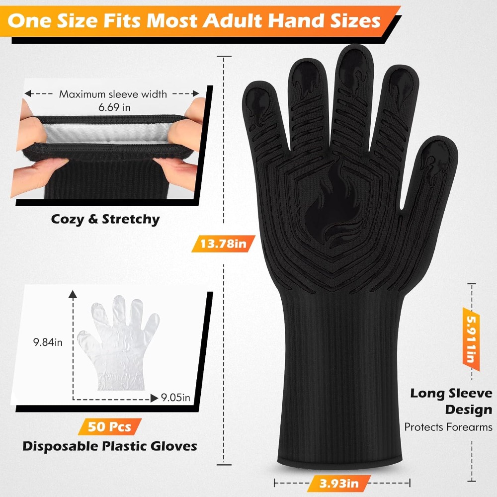 BBQ Gloves, 1472°F Heat Resist - Heat Resistant Glove 评论和价格